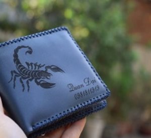 Ví da bò nam cơ bản xanh 303