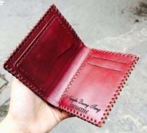 Ví da bò nam cơ bản đỏ đậm 304