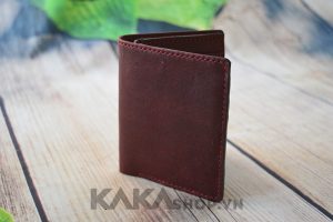 Ví da bò nam đứng cao cấp đỏ sậm 315