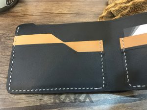 Ví da bò mini đen phối vàng ngang 318 8